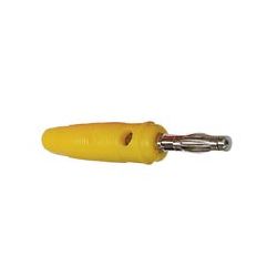 BANAANSTEKKER 4MM MALE GEEL MET DWARSGAT EN SCHROEFAANSLUITING