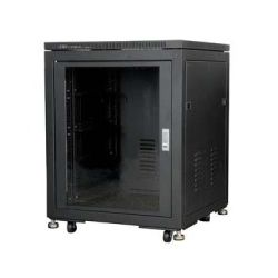 19'' RACK 16U 585X585X955MM MET DEUR EN ACHTERPANEEL ZWART 33,5KG