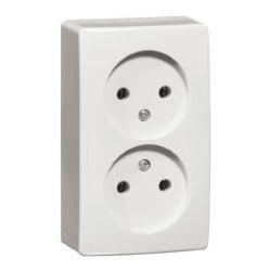 STOPCONTACT DUBBEL OPBOUW CREME ZONDER RA