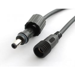 DC-KABEL 1 X CONTRA 2.1X5.5MM NAAR 1 X PLUG 2.1X5.5MM WATERPROOF MET 2 X 20CM KABEL