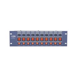 SCHAKELPANEEL 10 KANAALS  ELK KANAAL BEVEILIGD D.M.V. EENZEKERING MET SCHAKELAARS 19'' MAX. 15A/3500W