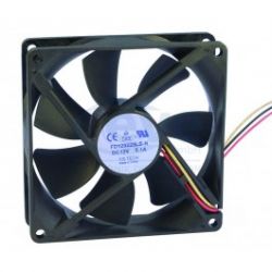 VENTILATOR  12V/DC GLIJLAGER 92X92X25MM MET 3 POLIGE STEKKER