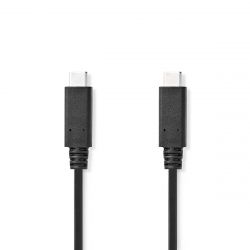 USB-C KABEL 3.2 MALE / MALE 10GB/S 100W 1M DUBBEL AFGESCHERMD ZWART