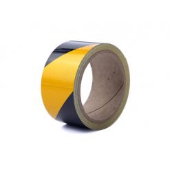 REFLECTERENDE TAPE 5CM X 10M - ZWART/GEEL