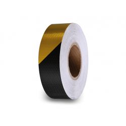 HONINGRAAT REFLECTERENDE TAPE 5CM X 5M - ZWART/GEEL