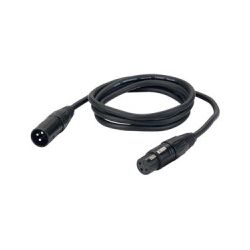 XLR MALE-XLR FEMALE MONO 0.75M ZWART OFC COPPER