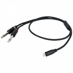 LIGHTNING 8-PIN / 2 X 6,3MM JACK MALE MONO 0,75M