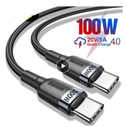 USB-C KABEL 3.1 MALE / 3.1 MALE 2.0M SNELLAAD 100W