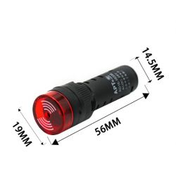 PIEZO ZOEMER 16MM + LED 24VDC/AC ROOD