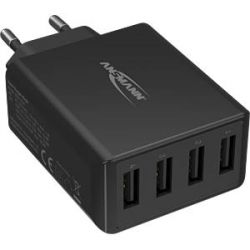 30W USB-A SNELLADER 4 POORTS ZWART