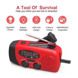 NOODRADIO OPWINDBAAR + SOLAR FM/MW POWERBANK 2000MA