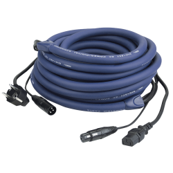 POWER/SIGNAAL KABEL 15M SCHUKO MALE - IEC C13 FEMALE EN XLRMALE-FEMALE