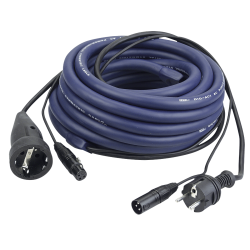 POWER/SIGNAAL KABEL 15M SCHUKO MALE - SCHUKO FEMALE EN XLR MALE-FEMALE