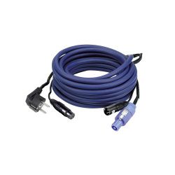 POWER/AUDIO KABEL 15M SCHUKO MALE - POWERCON BLAUW EN XLR MALE - VFEMALE