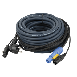 POWER/AUDIO KABEL 15M SCHUKO MALE - POWERCON BLAUW EN XLR MALE - VFEMALE