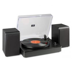 RECORD PLAYER HQ BLACK WITH SPEAKERS