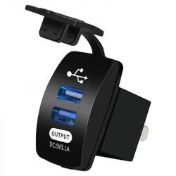 DUAL USB STOPCONTACT - BLAUW - 12V/24V - 5V/3.1A