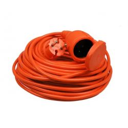 VERLENGSNOER 2X1,5MM2 20M PVC ORANJE MET KLEP RANDAARDE H05VV-F