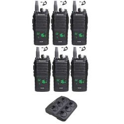 PORTOFOON 446MHZ 0,5W 16KAN 6 STUKS MET ACCU, 6 VOUDIGE LADER EN HEADSETS