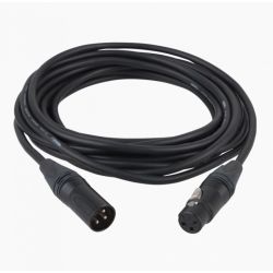 XLR MALE-XLR FEMALE MONO  10M ZWART OFC COPPER MET NEUTRIK PLUGGEN