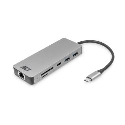 USB-C 4K DOCKING STATION VOOR 1 HDMI MONITOR, ETHERNET, USB-C, USB-A, CARDREADER EN PD PASS-THROUGH