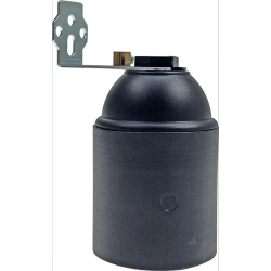 FITTING E27 ZWART MET HAAKSE STEUN 250V/4A TOT 190 GR. CELCIUS