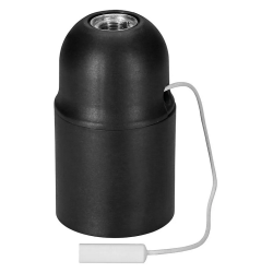 FITTING E27 ZWART MET TREKSCHAKELAAR EN M10 NIPPEL