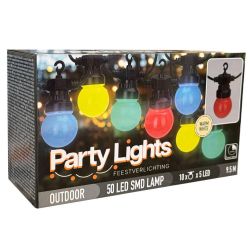 FEESTVERLICHTING 9.5M MET 10 KLEUR LED LAMPEN IP44