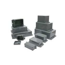 ABS SPATWATERDICHT 64X58X35MM DONKERGRIJS MET MONTAGEFLENS