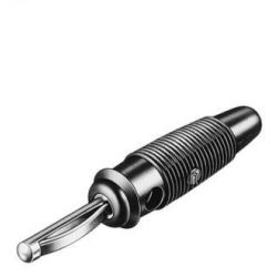 BANAANSTEKKER 4MM MALE ZWART MET DWARSGAT EN SCHROEFAANSLUITING 60VDC 16A