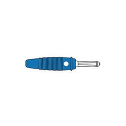 BANAANSTEKKER 4MM MALE BLAUW MET DWARSGAT EN SOLDEERAANSLUITING