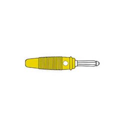 BANAANSTEKKER 4MM MALE GEEL MET DWARSGAT EN SOLDEERAANSLUITING 30A  BUELA 30 K