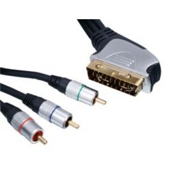 SCART 21P MALE-3XTULP COMPONENT 5.0M HIGH QUALITY
