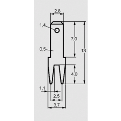 KABELSCHOEN MALE 2,8MMX0.5MM 2XPRINT RECHT VERTINT 500 STUKS