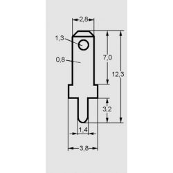 KABELSCHOEN MALE 2,8MMX0.8MM PRINT RECHT VERTINT 500 STUKS