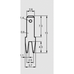 KABELSCHOEN MALE 2,8MMX0.8MM 2XPRINT RECHT VERTINT 500 STUKS