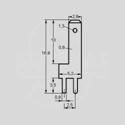 KABELSCHOEN MALE 2,8MMX0.8MM 2XPRINT RECHT VERTINT 500 STUKS