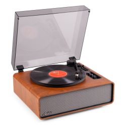 PLATENSPELER MET SPEAKERS DARK WOOD