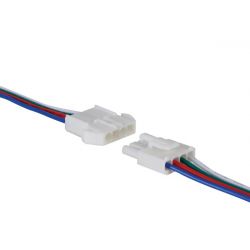 CONNECTOR VOOR RGB LEDSTRIP 4P MALE-FEMALE 50CM KABEL 24V/5A