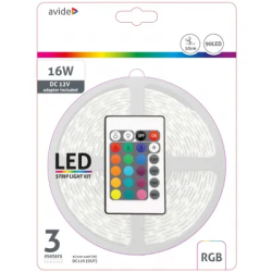 LED STRIP RGB 3M 90 LEDS IP61 ZELFKLEVEND INCL. 12VDC ADAPTER EN CONTROLLER MET AFSTANDBEDIENING