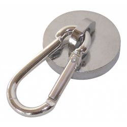 MAGNEET NEODYMIUM ROND 28MM MET KARABIJNHAAK