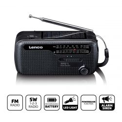 NOODRADIO OPWINDBAAR + SOLAR FM/MW POWERBANK 1200MA
