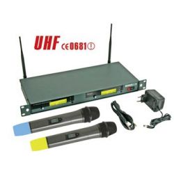 MICROFOON SET DRAADLOOS UHF 8 KANAALS 2 X HANDHELD MICROFOON19'' RACKMOUNT