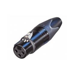 XLR PLUG FEMALE 3P KORT MODEL VERZILVERD ZWART