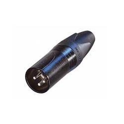 XLR PLUG MALE 3P KORT MODEL VERZILVERD ZWART