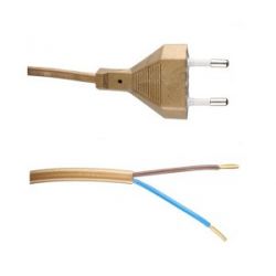 NETSNOER 2X0.75MM2 EUROSTEKKER - OPENEND 2,0M 2,5A/230V GOUD