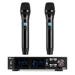 DRAADLOZE UHF MICROFOON SET MET 2 X HANDHELD MICROFOONS