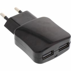 VOEDING MET 2 X USB-UITGANG 5V/2,1A ZWART