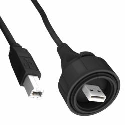 USB-A CHASSISDEEL IP68 NAAR USB-B CONNECTOR 2M KABEL