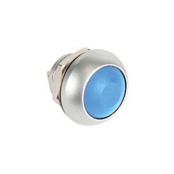 BUTTON 1 X MAAK ROND 0.4A/250V ZILVER/BLAUW METAAL